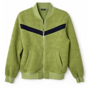 Zyia Active Green Sherpa Zip-Up Jacket | Size Small | Cozy Fleece Bomber